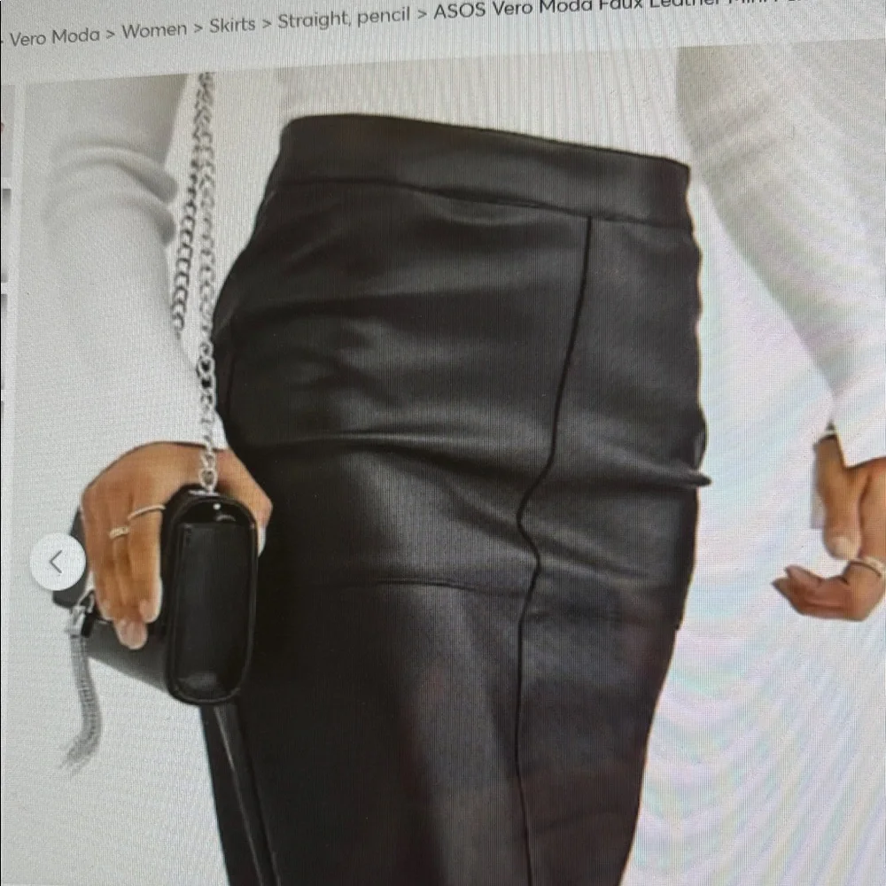 NWT Faux Leather Black PencilSkirt Panel Detail Hip Zipper Modern Preppy Retro M